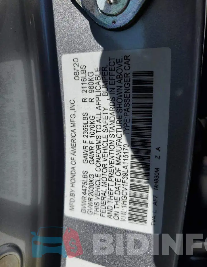 1HGCV1F39LA115170 Photo# 12