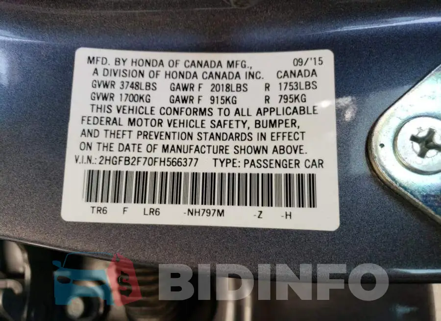 2HGFB2F70FH566377 Photo# 12