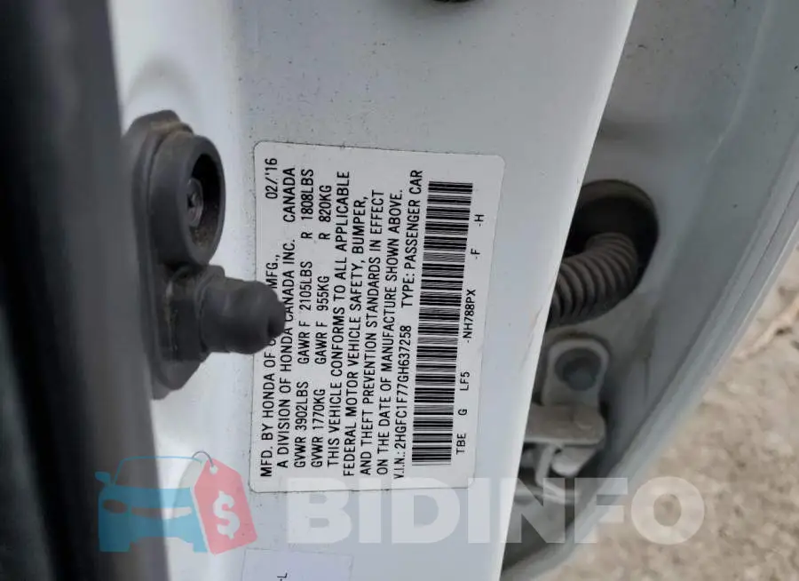 2HGFC1F77GH637258 Photo# 13