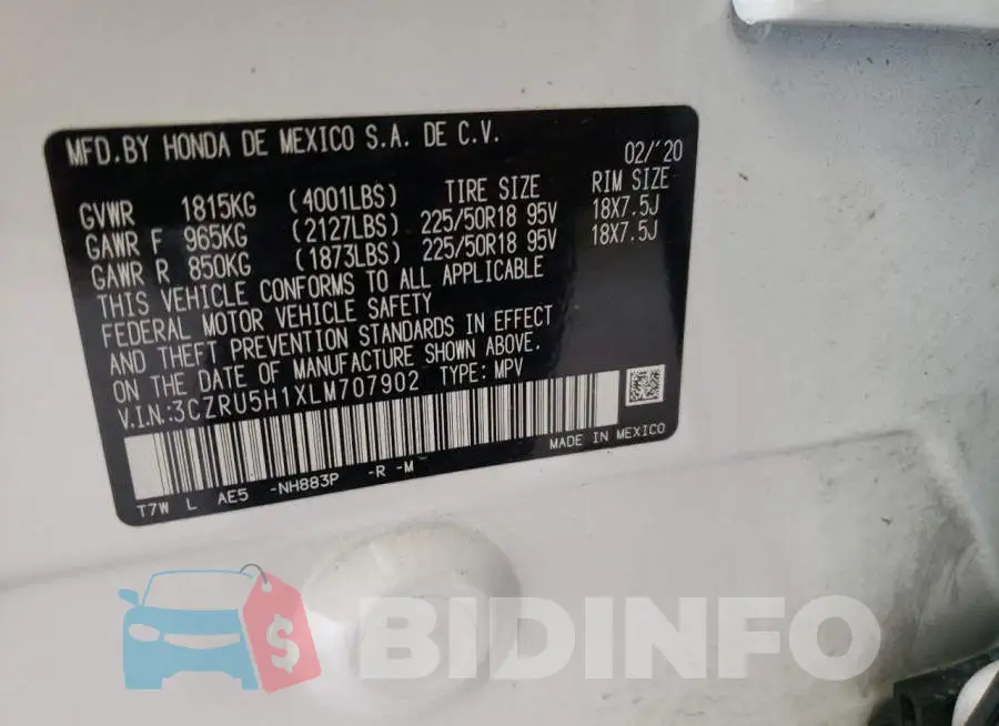 3CZRU5H1XLM707902 Photo# 14