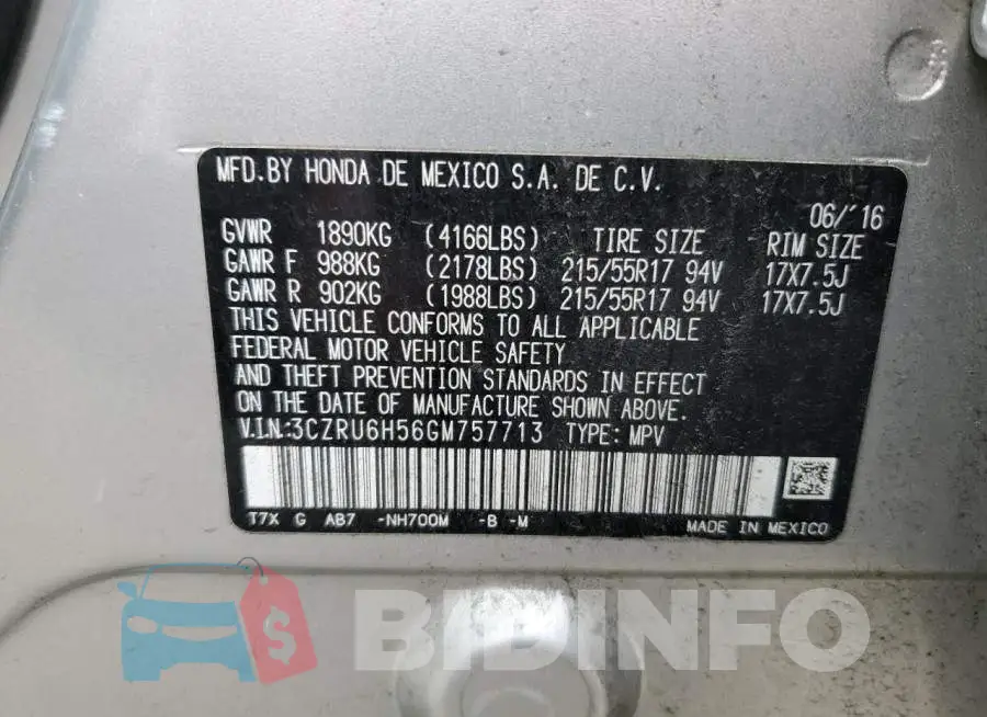 3CZRU6H56GM757713 Photo# 12