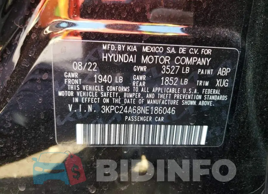 3KPC24A68NE186046 Photo# 12