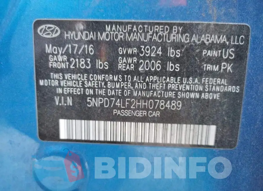 5NPD74LF2HH078489 Photo# 13