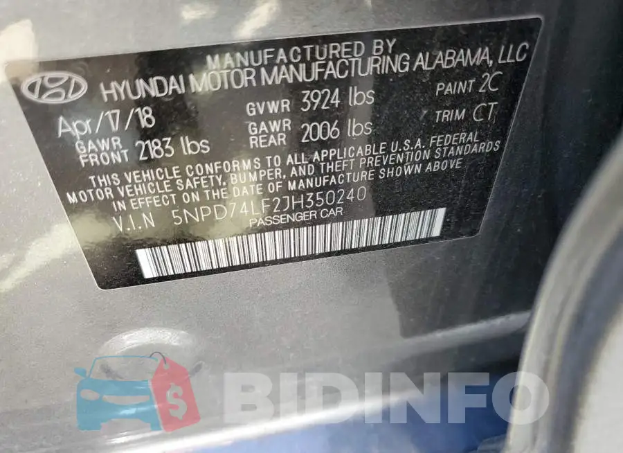 5NPD74LF2JH350240 Photo# 13