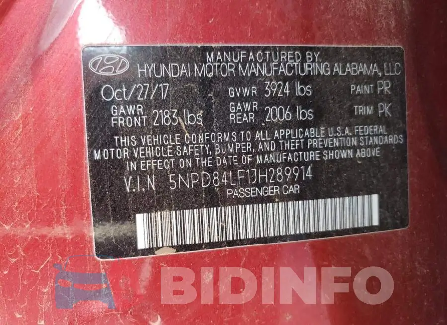 5NPD84LF1JH289914 Photo# 13