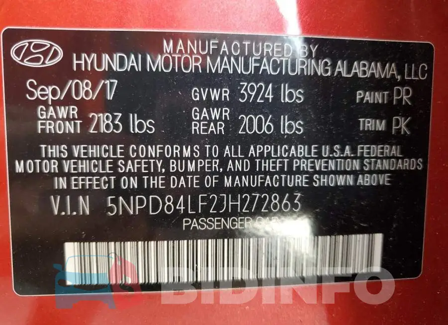 5NPD84LF2JH272863 Photo# 12