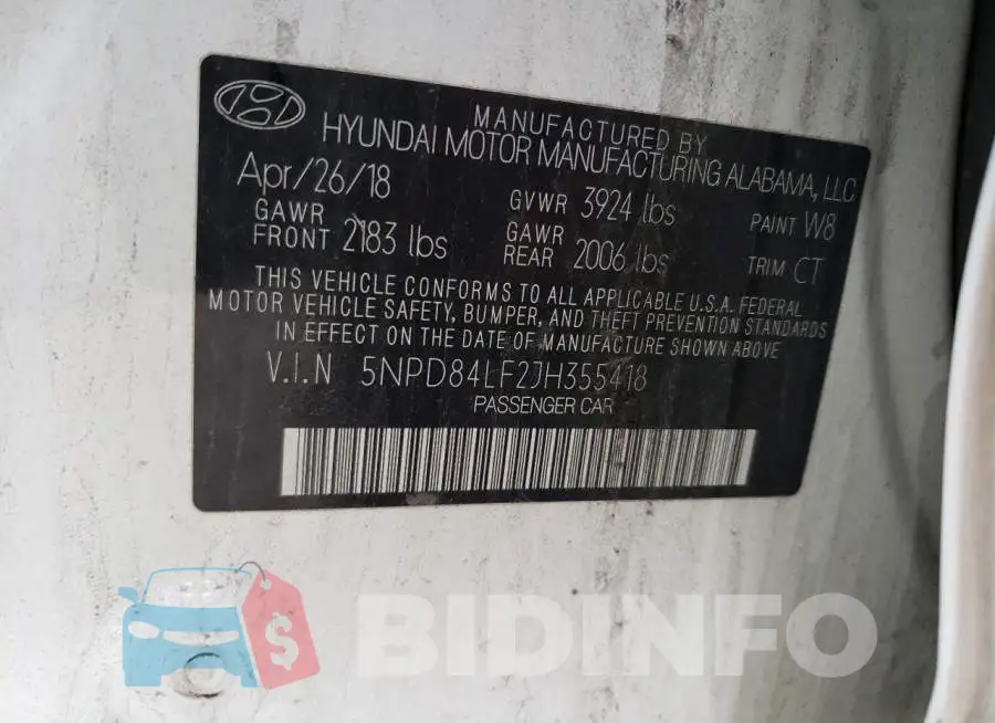 5NPD84LF2JH355418 Photo# 12