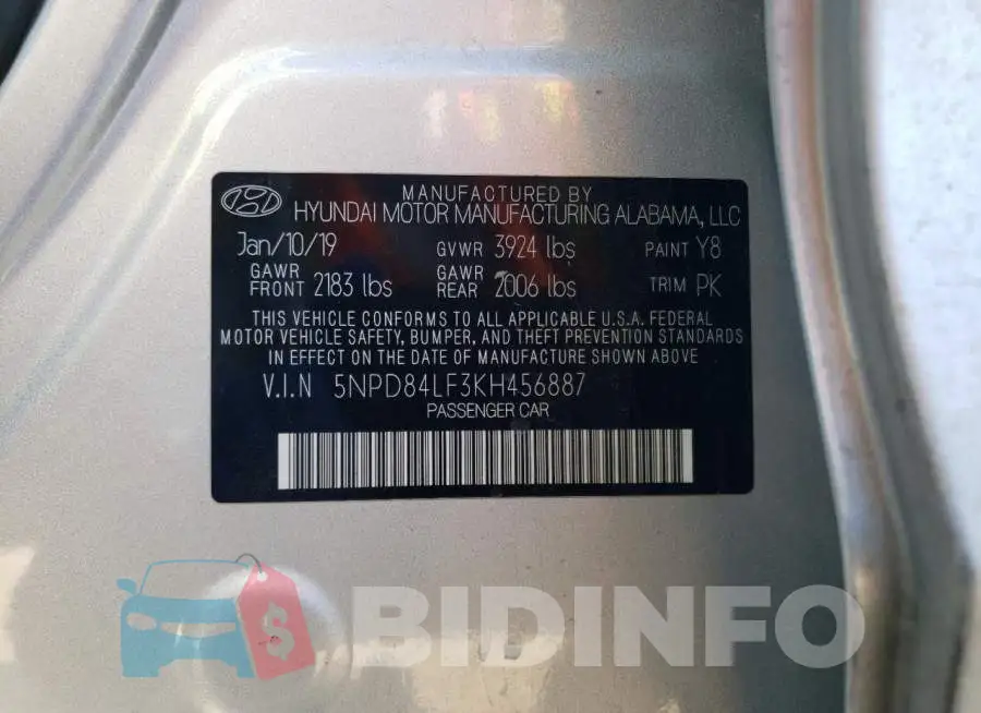 5NPD84LF3KH456887 Photo# 12