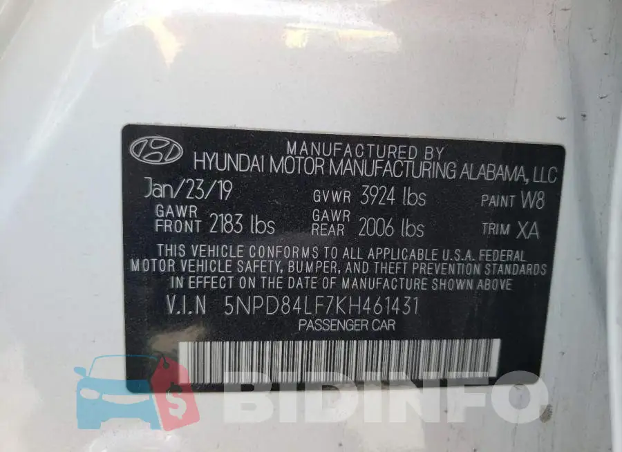 5NPD84LF7KH461431 Photo# 13