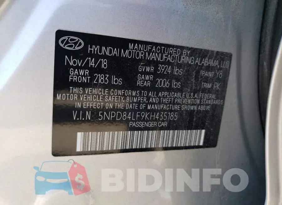 5NPD84LF9KH435185 Photo# 12