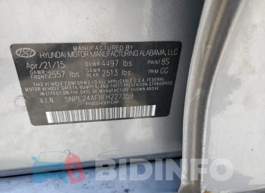 5NPE24AF8FH227359 Photo# 12