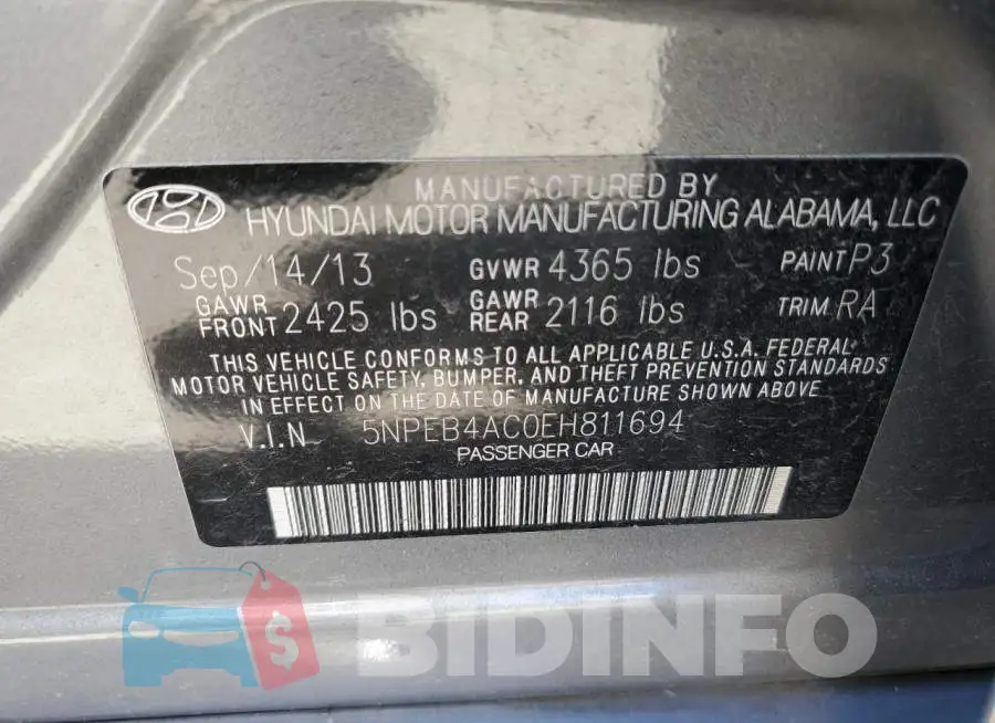 5NPEB4AC0EH811694 Photo# 12