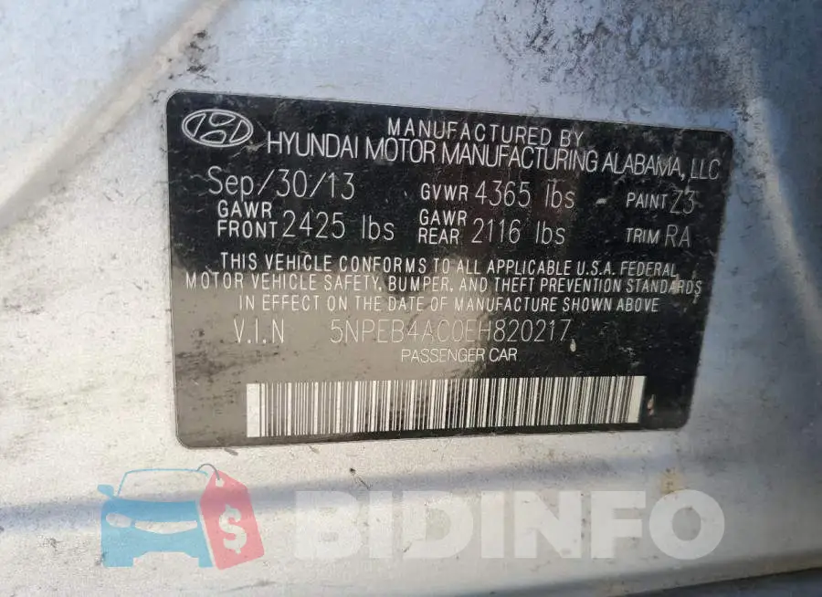 5NPEB4AC0EH820217 Photo# 12