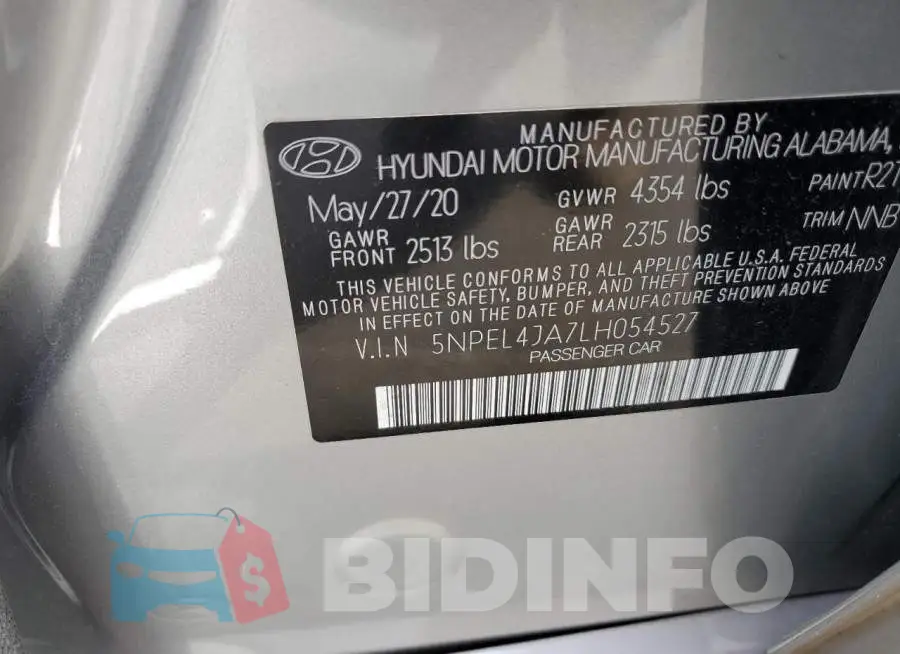 5NPEL4JA7LH054527 Photo# 12