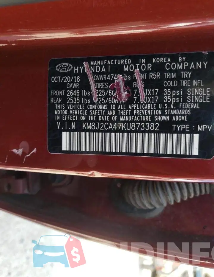 KM8J2CA47KU873382 Photo# 10