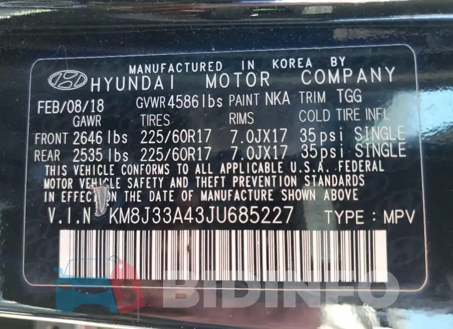 KM8J33A43JU685227 Photo# 13