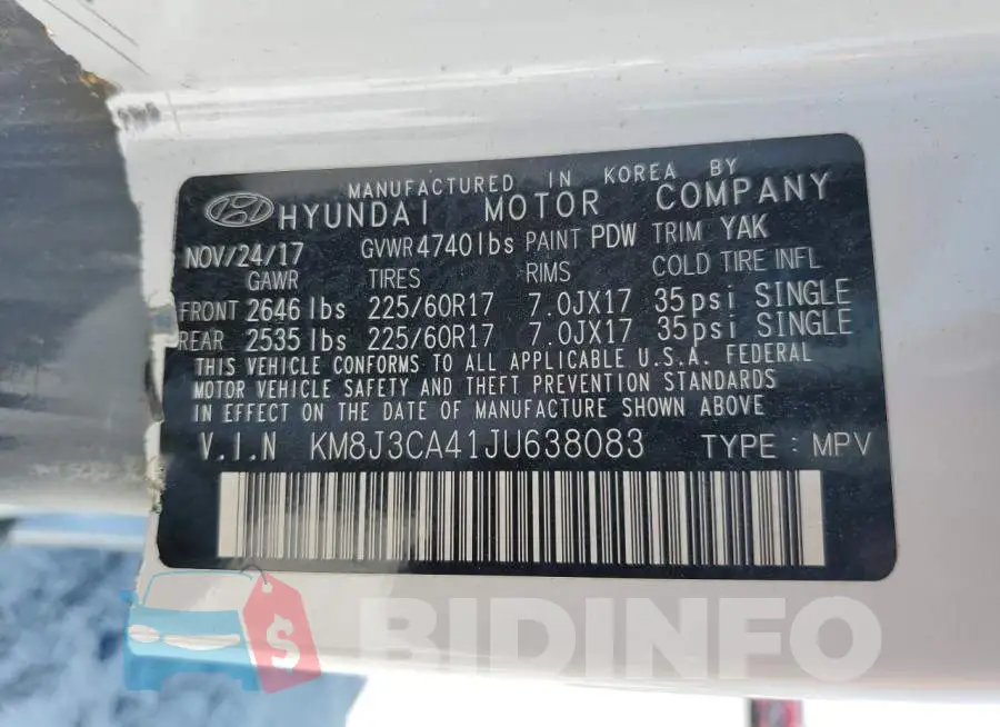 KM8J3CA41JU638083 Photo# 14