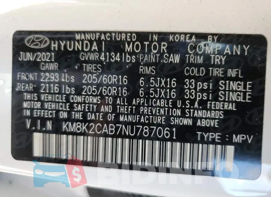 KM8K2CAB7NU787061 Photo# 13