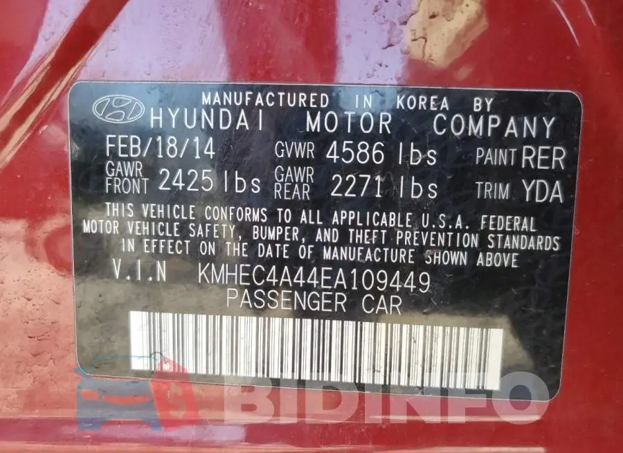 KMHEC4A44EA109449 Photo# 12