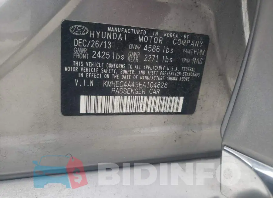 KMHEC4A49EA104828 Photo# 12