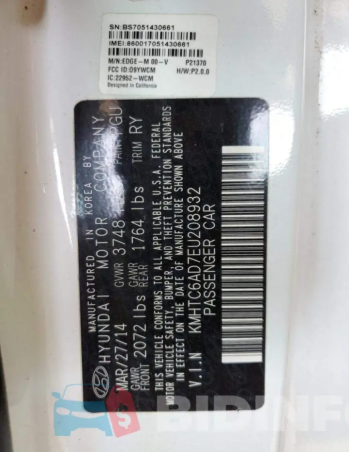 KMHTC6AD7EU208932 Photo# 13