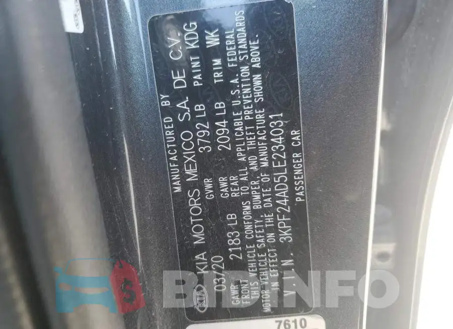 3KPF24AD5LE234031 Photo# 12