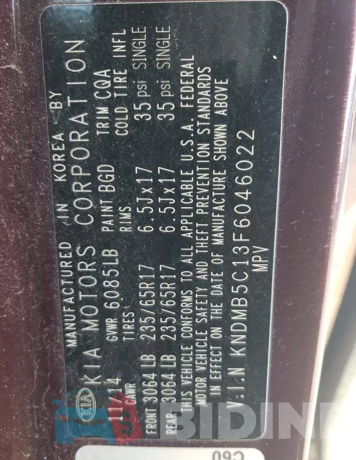 KNDMB5C13F6046022 Photo# 13