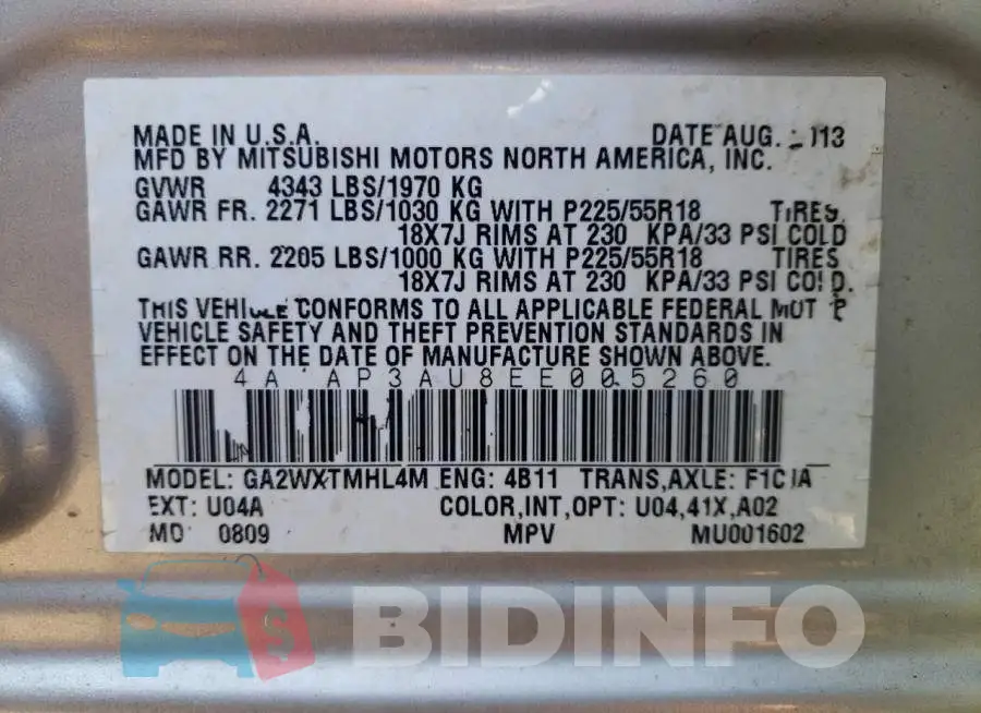 4A4AP3AU8EE005260 Photo# 13