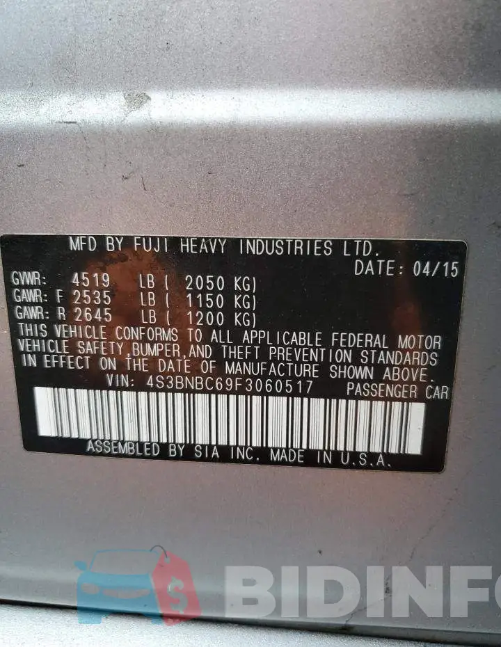4S3BNBC69F3060517 Photo# 12