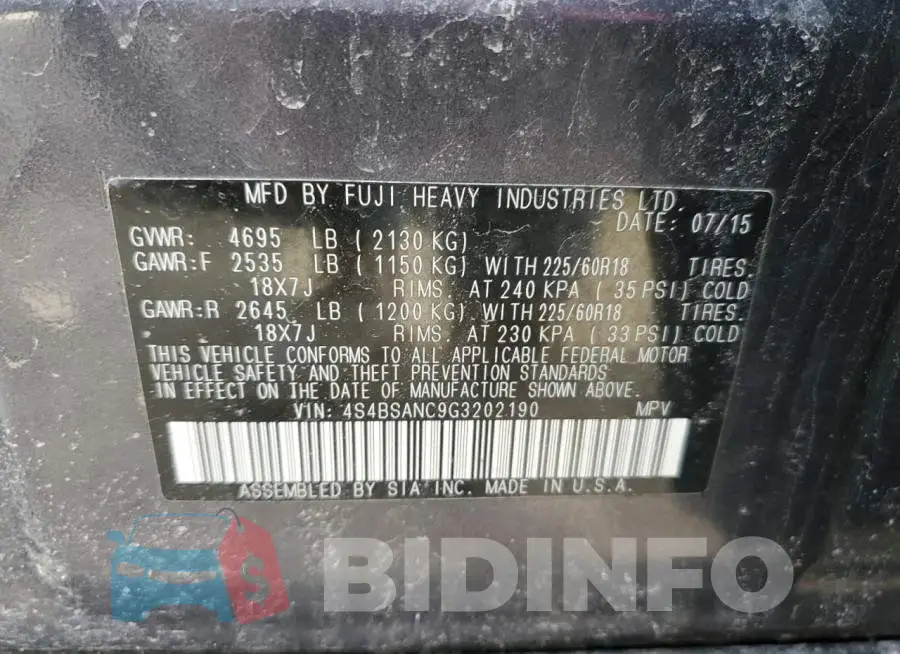 4S4BSANC9G3202190 Photo# 13