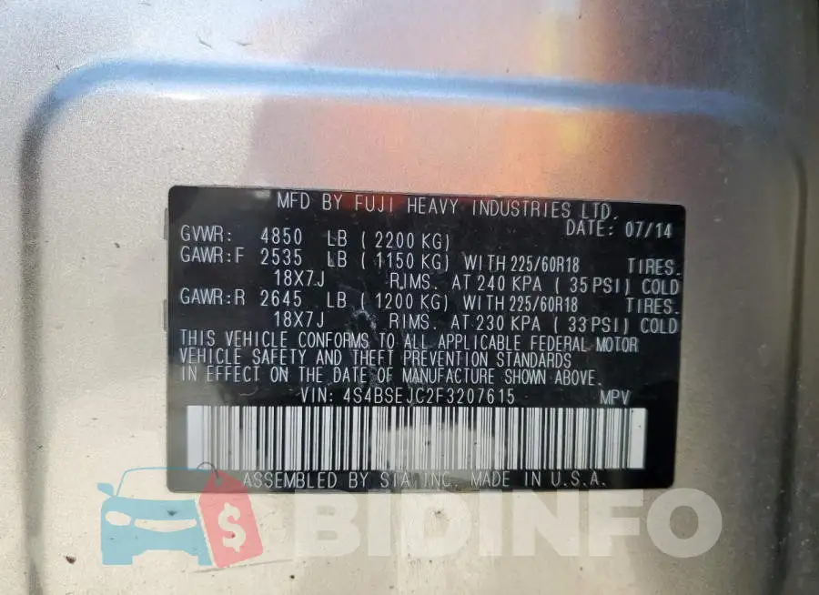 4S4BSEJC2F3207615 Photo# 10