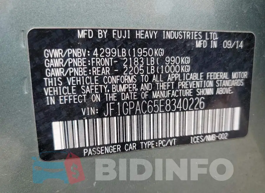 JF1GPAC65E8340226 Photo# 12