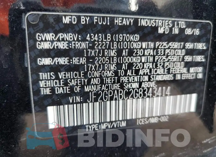 JF2GPABC2G8343414 Photo# 12