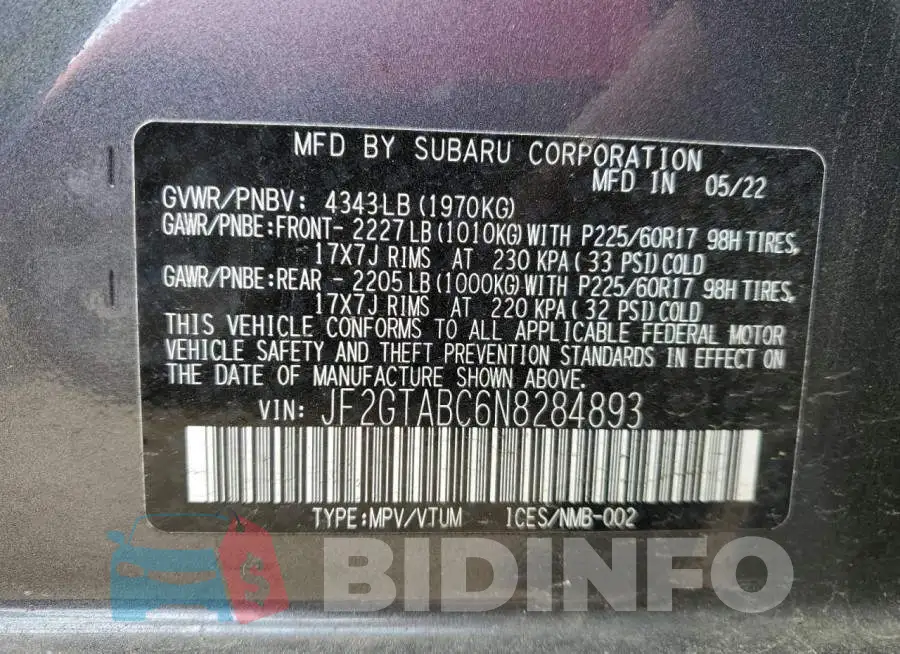 JF2GTABC6N8284893 Photo# 12