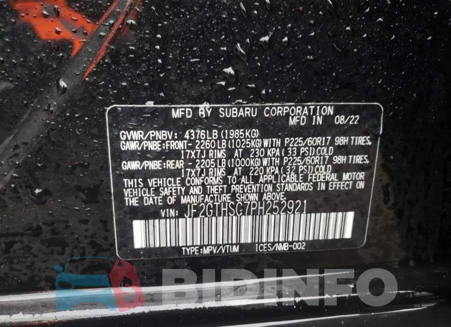 JF2GTHSC7PH252921 Photo# 14