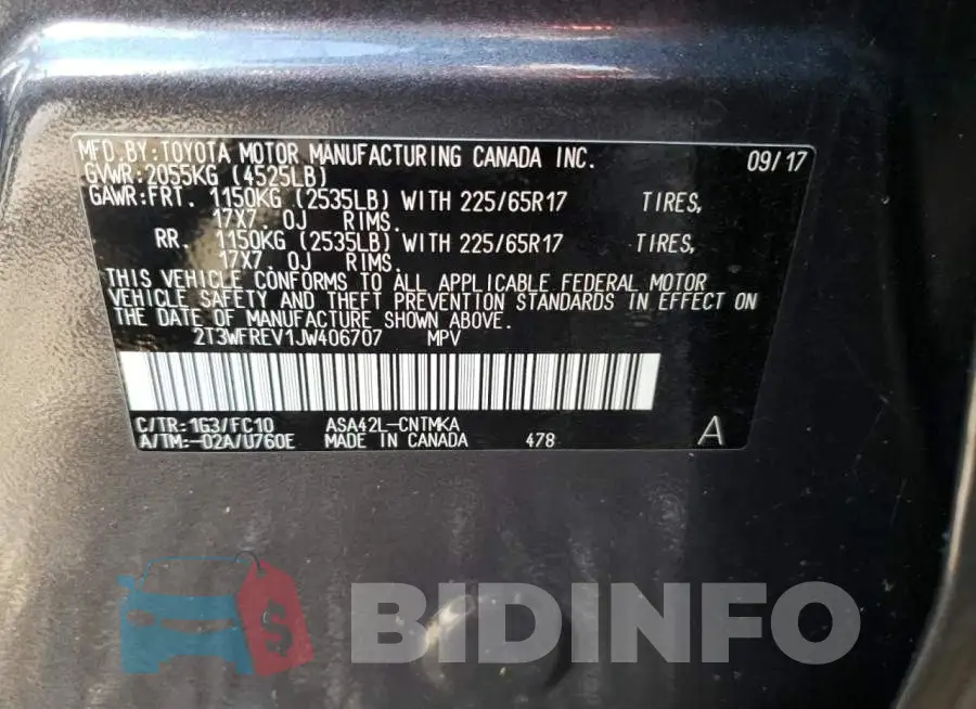 2T3WFREV1JW406707 Photo# 13
