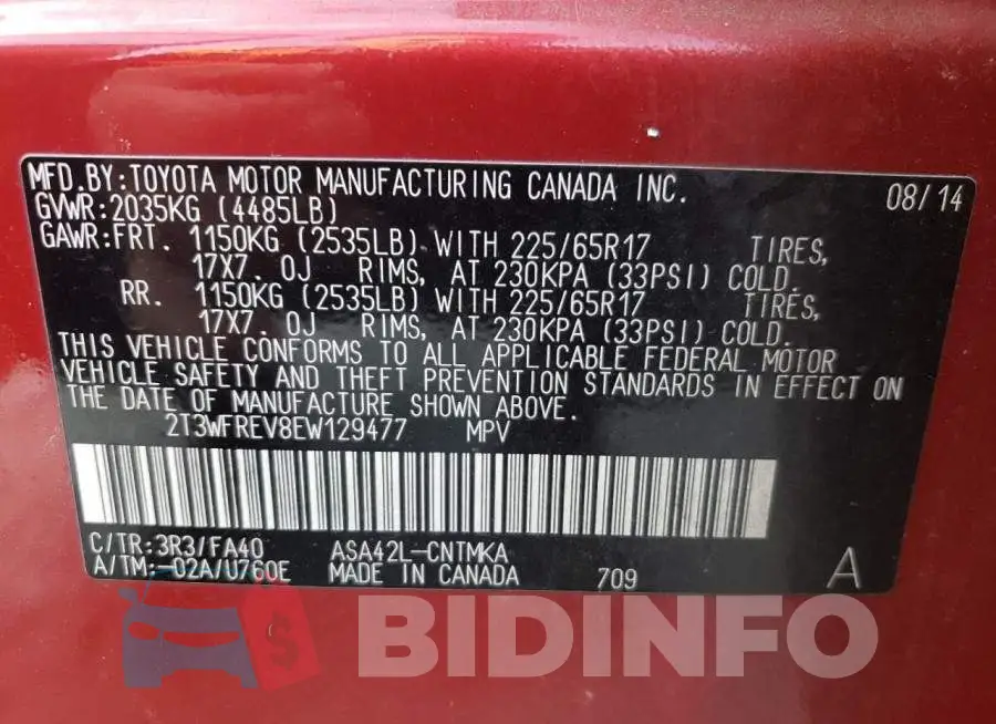 2T3WFREV8EW129477 Photo# 13