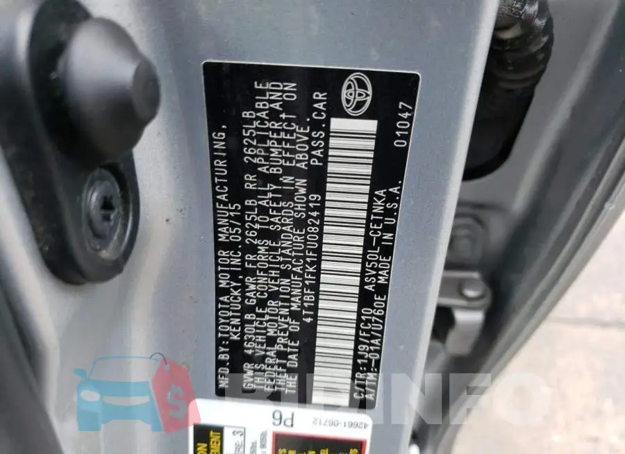 4T1BF1FK1FU082419 Photo# 12