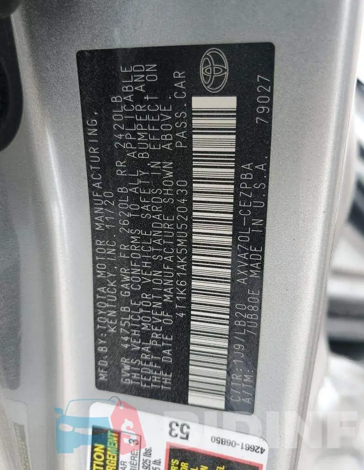 4T1K61AK5MU520430 Photo# 13