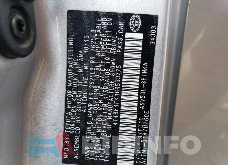 4T4BF1FK1GR533775 Photo# 13