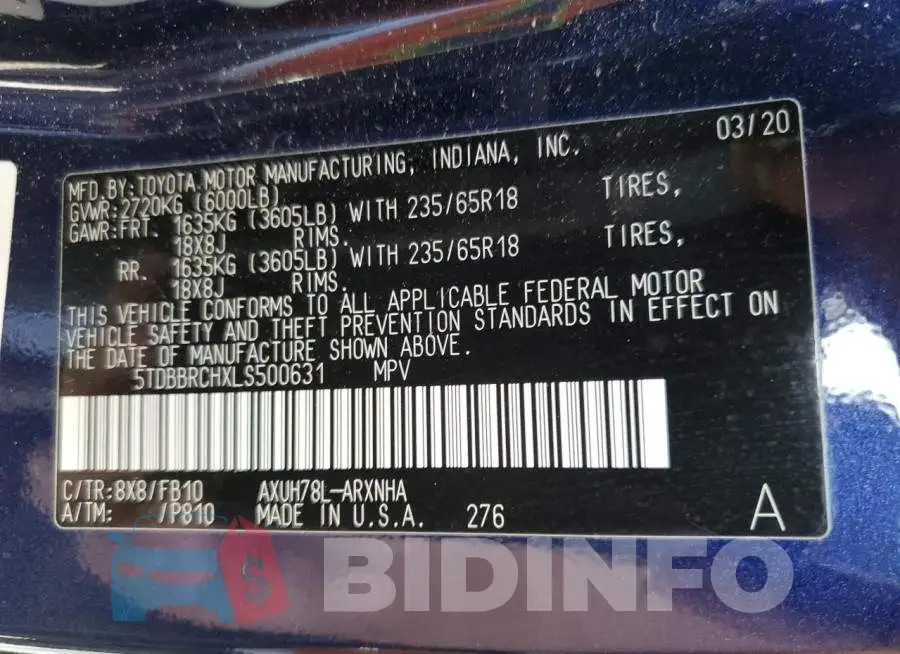 5TDBBRCHXLS500631 Photo# 12