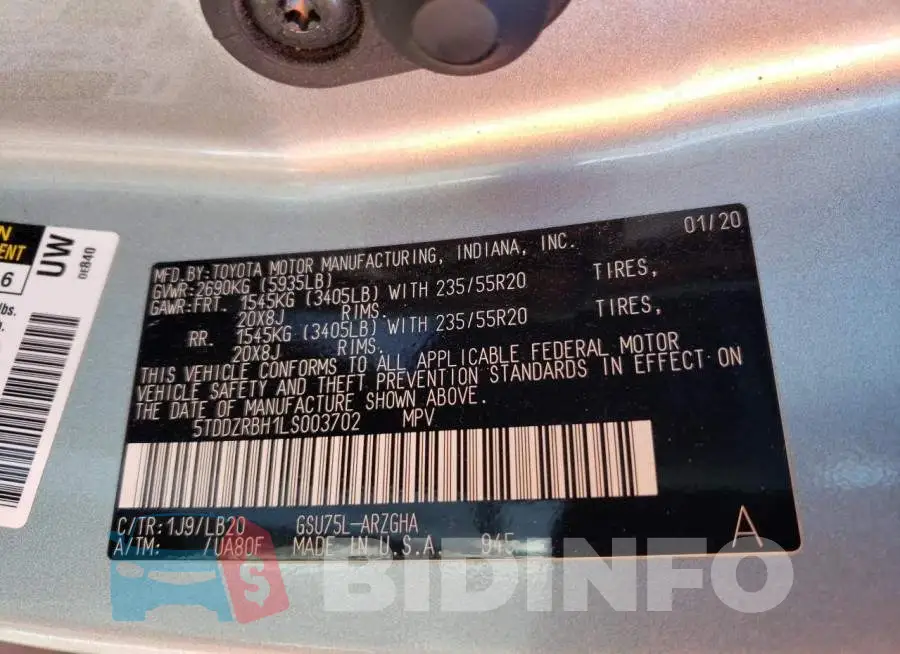 5TDDZRBH1LS003702 Photo# 14