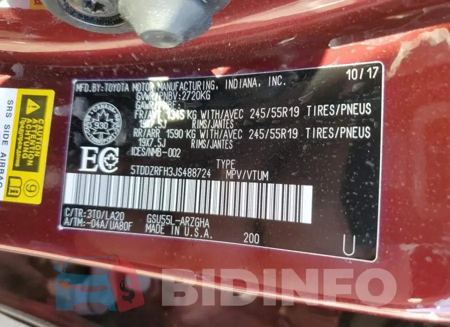 5TDDZRFH3JS488724 Photo# 13