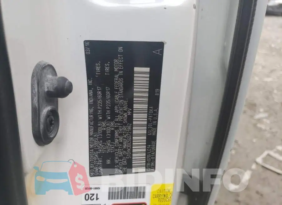 5TDYK3DC5GS721862 Photo# 13