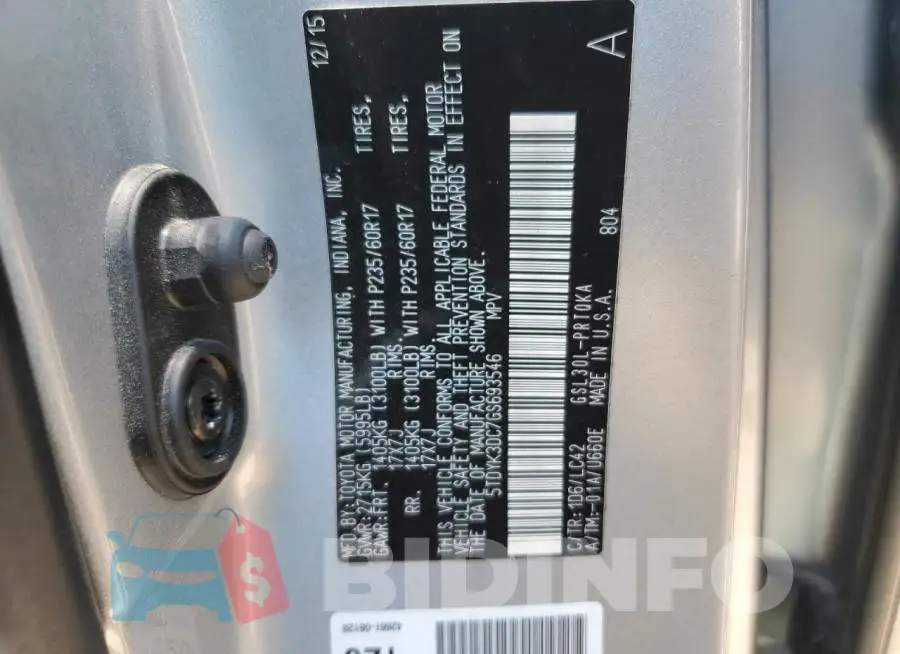 5TDYK3DC7GS693546 Photo# 13
