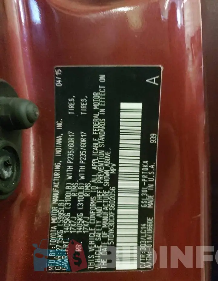 5TDYK3DCXFS602056 Photo# 14