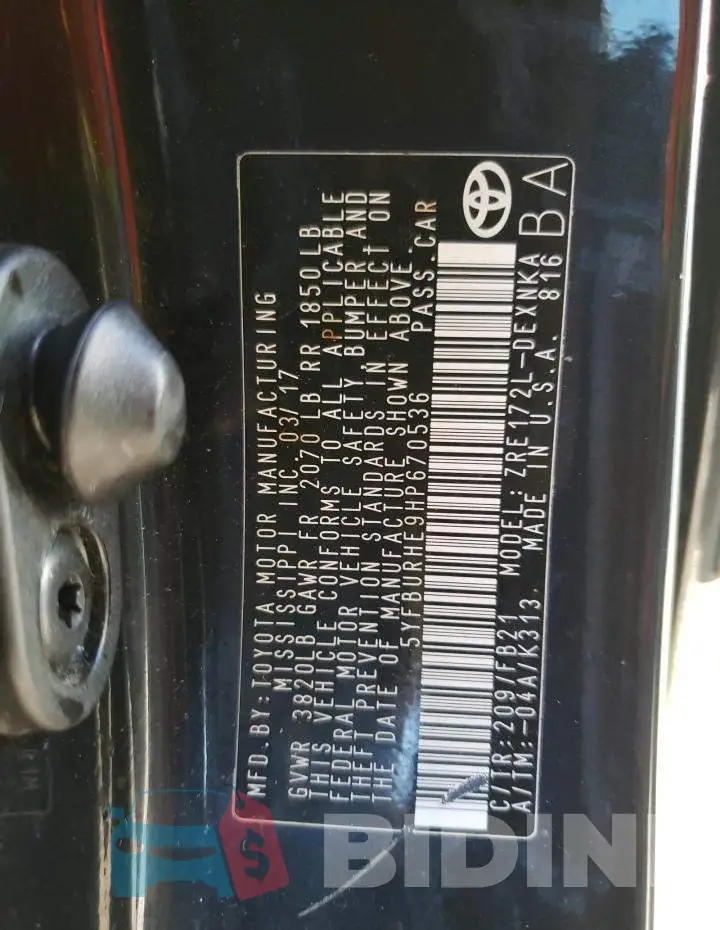 5YFBURHE9HP670536 Photo# 13