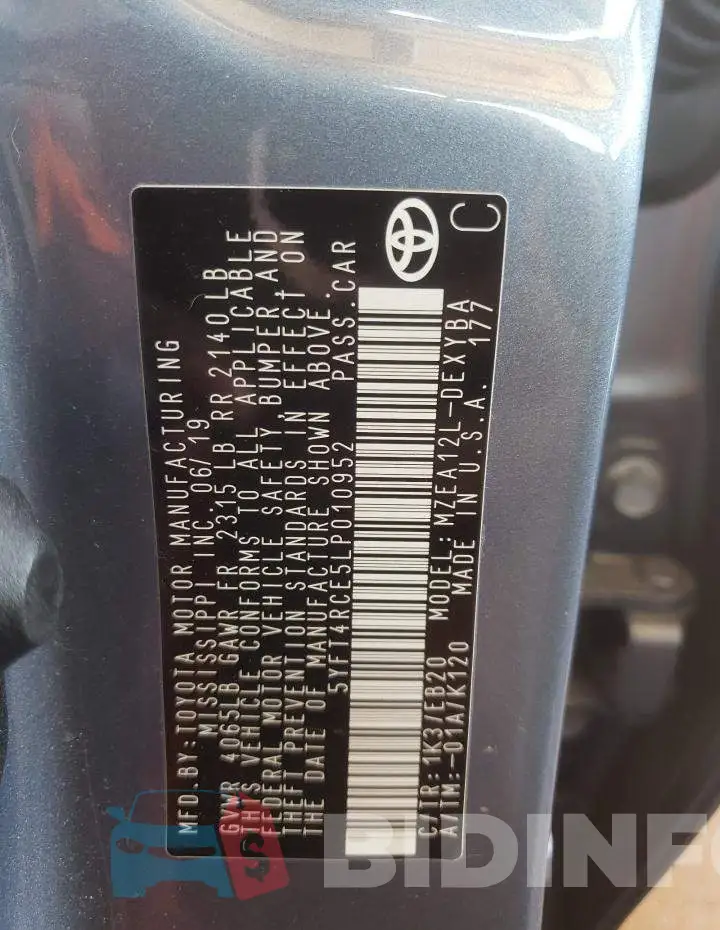 5YFT4RCE5LP010952 Photo# 12