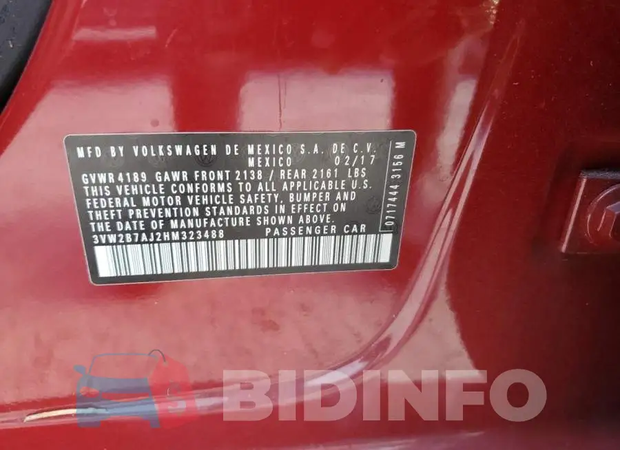 3VW2B7AJ2HM323488 Photo# 12