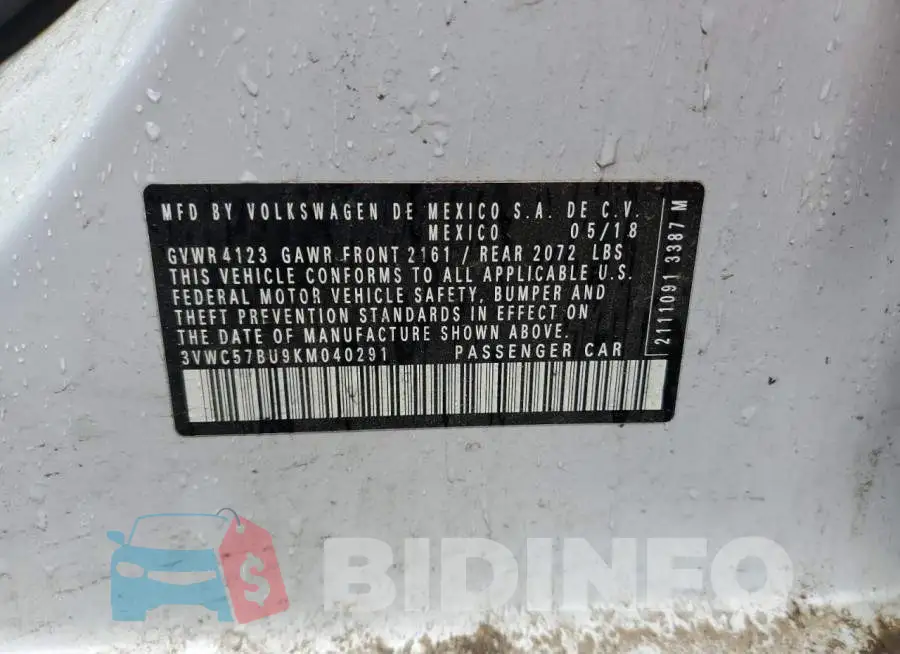3VWC57BU9KM040291 Photo# 12